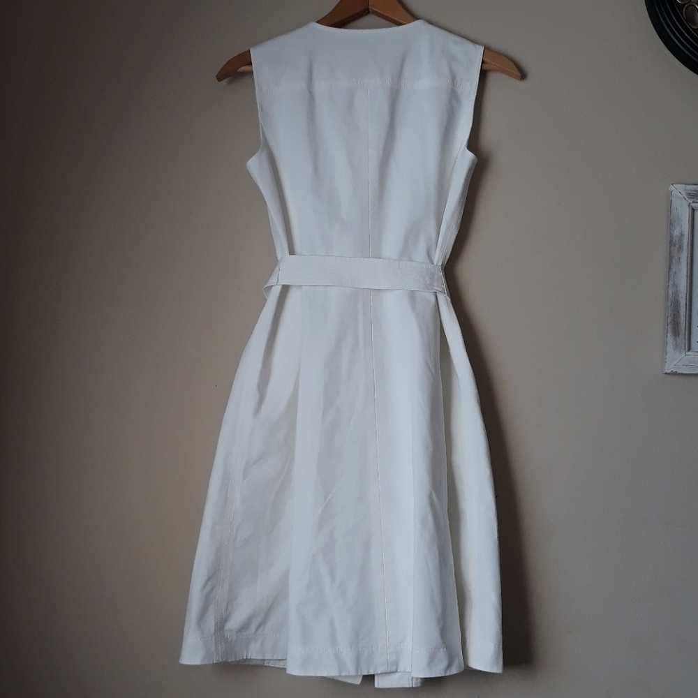 Lafayette 148 White Belted Full Zip Dress Sz 4 - Picture 2 of 8
